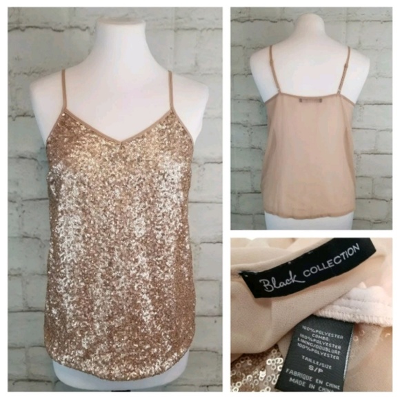 Black Collection Tops - Black Collection S Blush Pink Sequin Front Cami